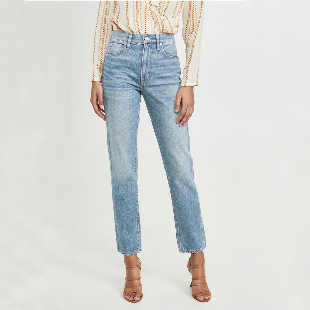 SLVRLAKE Virginia Slim High Rise Straight Leg Jeans Light Wash Blue Size 26 USA - Picture 2 of 12